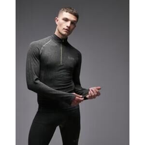 New ~ TOPSHOP SNO Men's Gray Long Sleeve Seamless Ski Base Layer Top Size L/XL